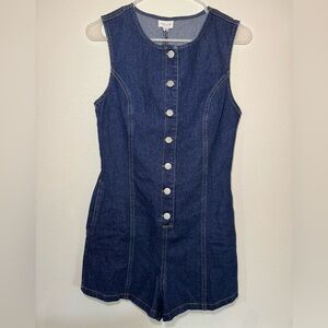 NWT Lelis Denim Button Front Romper Size Xs